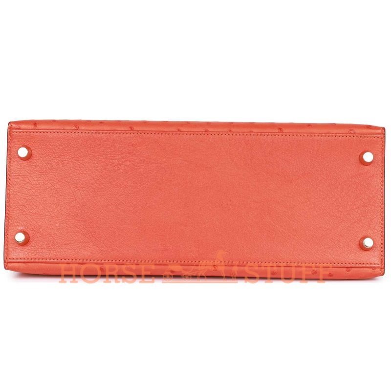 Hermès Kelly Sellier 28 Tangerine Ostrich GHW