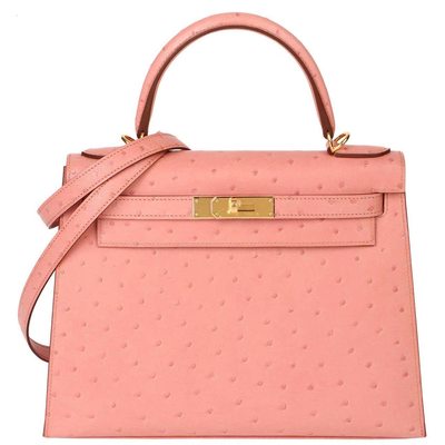 Hermès Kelly Sellier 28 Terre Cuite Ostrich GHW 