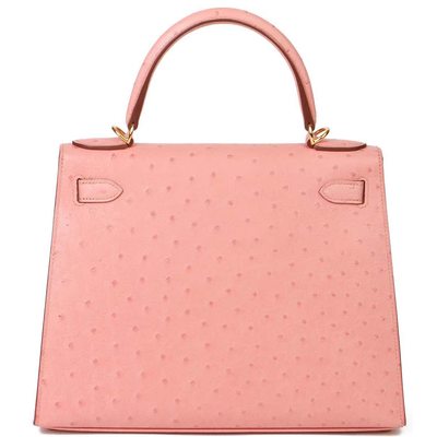 Hermès Kelly Sellier 28 Terre Cuite Ostrich GHW 
