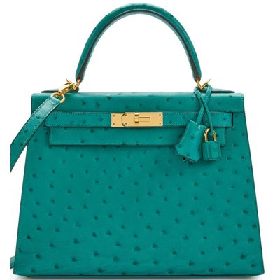 Hermès Kelly Sellier 28 Vert Verone Ostrich GHW