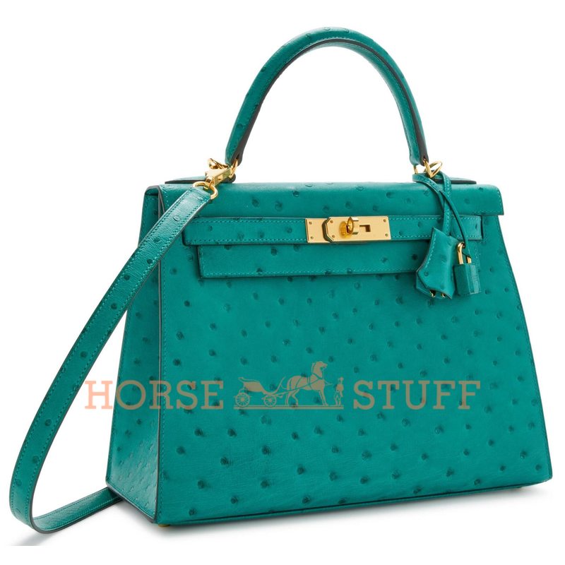 Hermès Kelly Sellier 28 Vert Verone Ostrich GHW