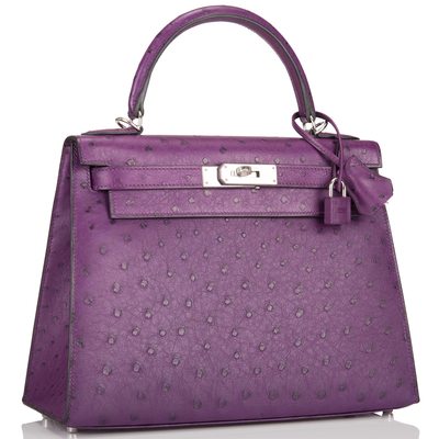 Hermès Kelly Sellier 28 Violine Ostrich PHW