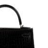 Hermès Kelly Sellier 28 Black Lisse Crocodile Porosus PHW