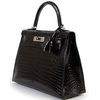 Hermès Kelly Sellier 28 Black Lisse Crocodile Porosus PHW