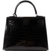 Hermès Kelly Sellier 28 Black Lisse Crocodile Porosus PHW