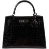 Hermès Kelly Sellier 28 Black Lisse Crocodile Porosus PHW