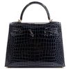 Hermès Kelly Sellier 28 Blue Baltique Lisse Crocodile Porosus GHW