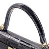 Hermès Kelly Sellier 28 Blue Baltique Lisse Crocodile Porosus GHW