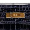 Hermès Kelly Sellier 28 Blue Baltique Lisse Crocodile Porosus GHW