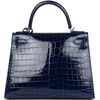 Hermès Kelly Sellier 28 Blue Sapphire Lisse Crocodile Porosus PHW