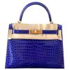 Hermès Kelly Sellier 28 Blue Electrique Lisse Crocodile Porosus GHW