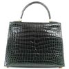 Hermès Kelly Sellier 28 Vert Fonce Lisse Crocodile Porosus GHW