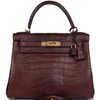 Hermès Kelly Retourne 28 Bordeaux Matte Crocodile Alligator GHW
