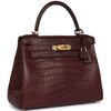 Hermès Kelly Retourne 28 Bordeaux Matte Crocodile Alligator GHW