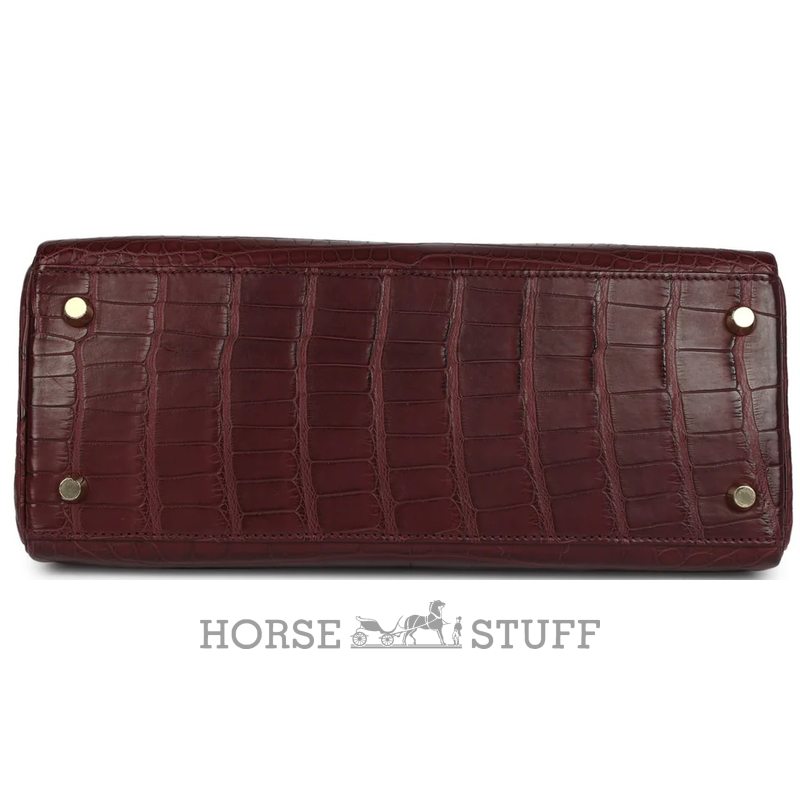 Hermès Kelly Retourne 28 Bordeaux Matte Crocodile Alligator GHW