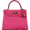 Hermès Kelly Retourne 28 Rose Shocking Chevre GHW