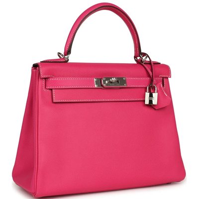 Hermès Kelly Retourne 28 Rose Tyrien Epsom PHW 