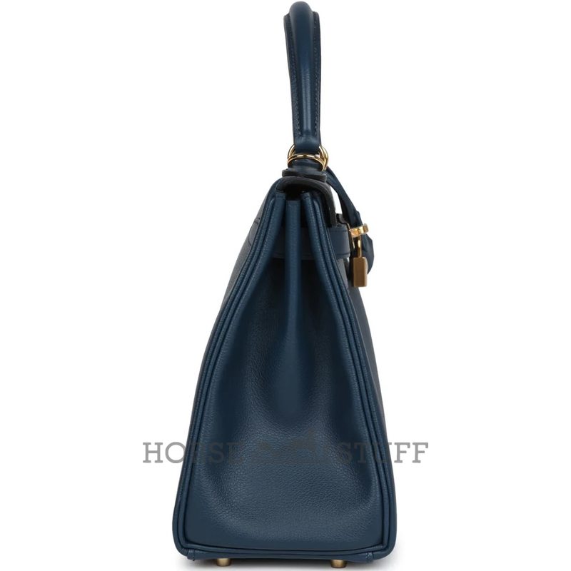 Hermès Kelly Retourne 28 Deep Blue Evercolor GHW