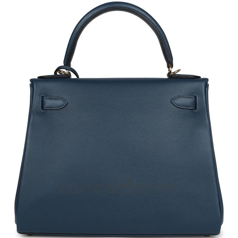 Hermès Kelly Retourne 28 Deep Blue Evercolor GHW