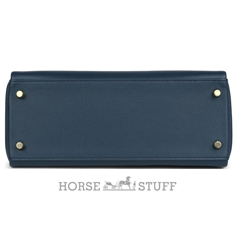 Hermès Kelly Retourne 28 Deep Blue Evercolor GHW