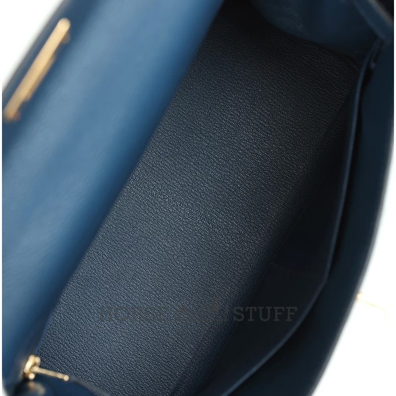 Hermès Kelly Retourne 28 Deep Blue Evercolor GHW