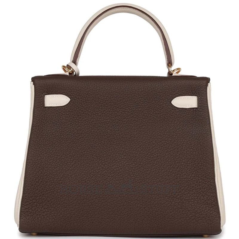 Hermès Kelly Retourne 28 Special Order HSS Ebene / Craie Togo GHW