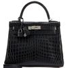 Hermes Kelly Retourne 28 Black Matte Crocodile Niloticus PHW