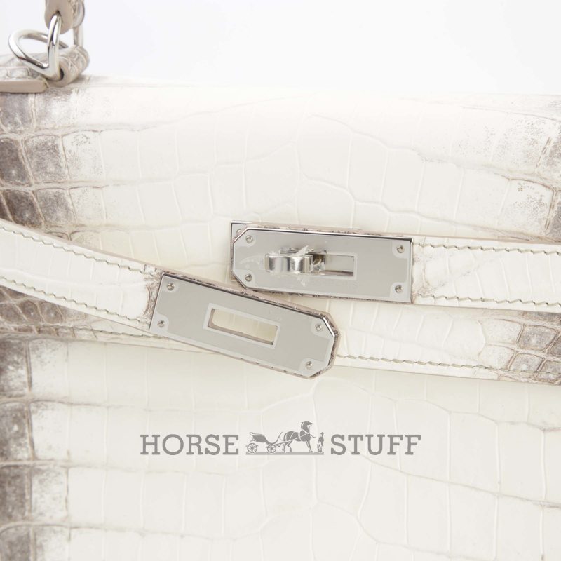 Hermès Kelly Retourne 28 Blanc Himalayan Matte Crocodile Niloticus PHW