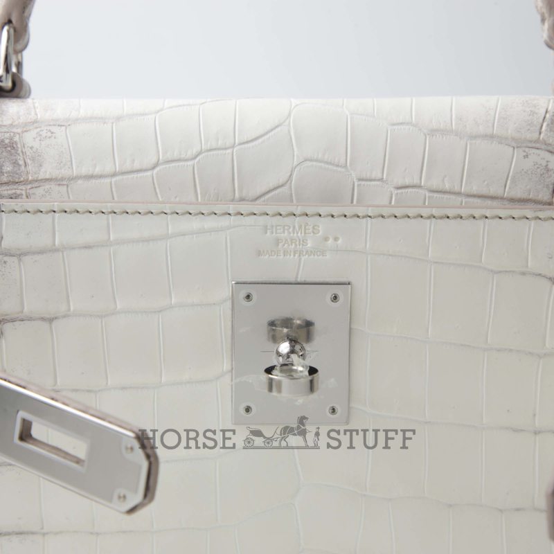 Hermès Kelly Retourne 28 Blanc Himalayan Matte Crocodile Niloticus PHW