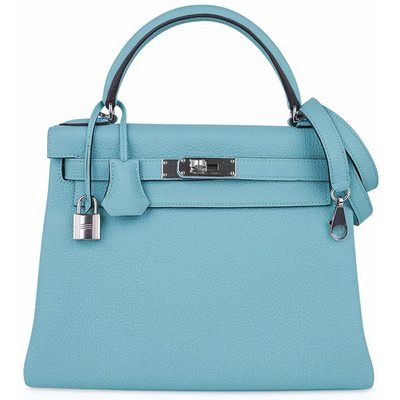 Hermès Kelly Retourne 28 Blue Atoll Togo PHW