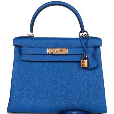 Hermès Kelly Retourne 28 Blue France Togo GHW