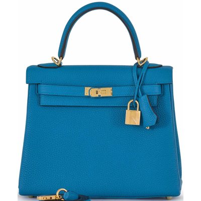 Hermès Kelly Retourne 28 Blue Frida Togo GHW