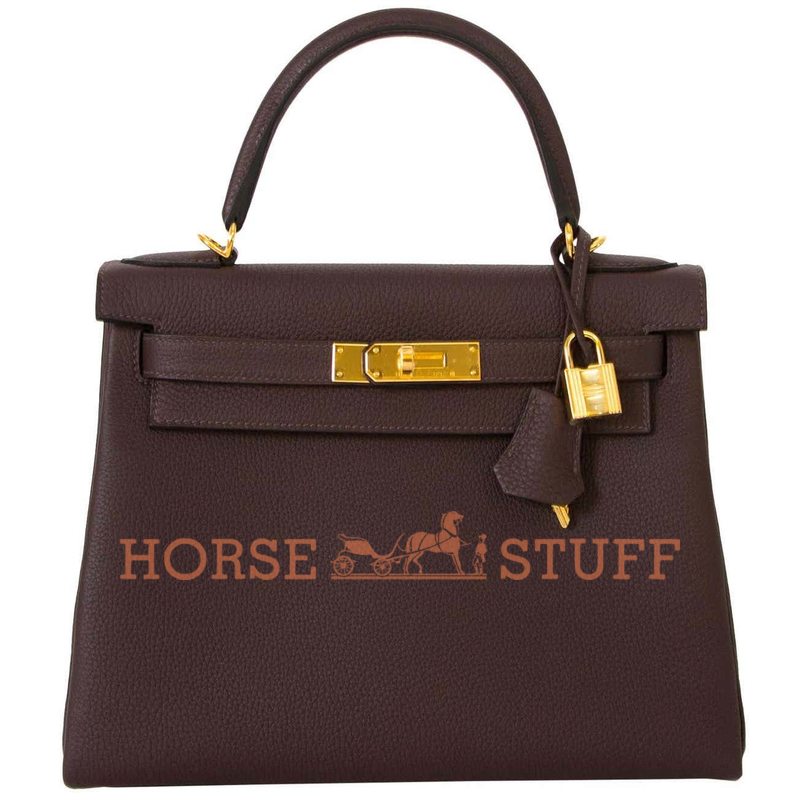 Hermès Kelly Retourne 28 Chocolate Togo GHW