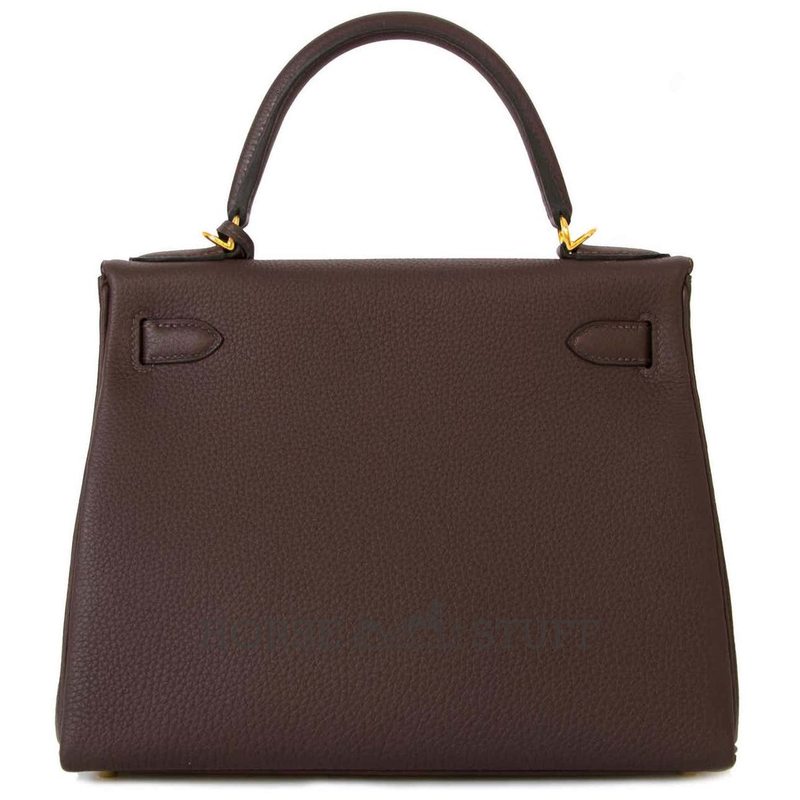 Hermès Kelly Retourne 28 Chocolate Togo GHW