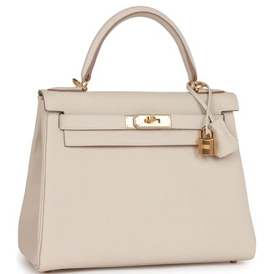 Hermès Kelly Retourne 28 Craie Togo GHW 