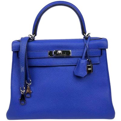 Hermès Kelly Retourne 28 Blue Elecrique Togo PHW