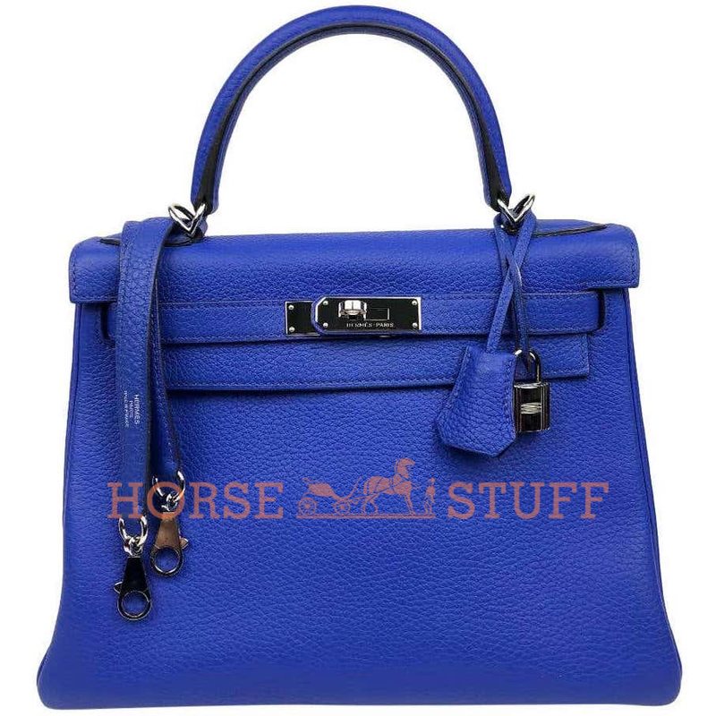 Hermès Kelly Retourne 28 Blue Elecrique Togo PHW