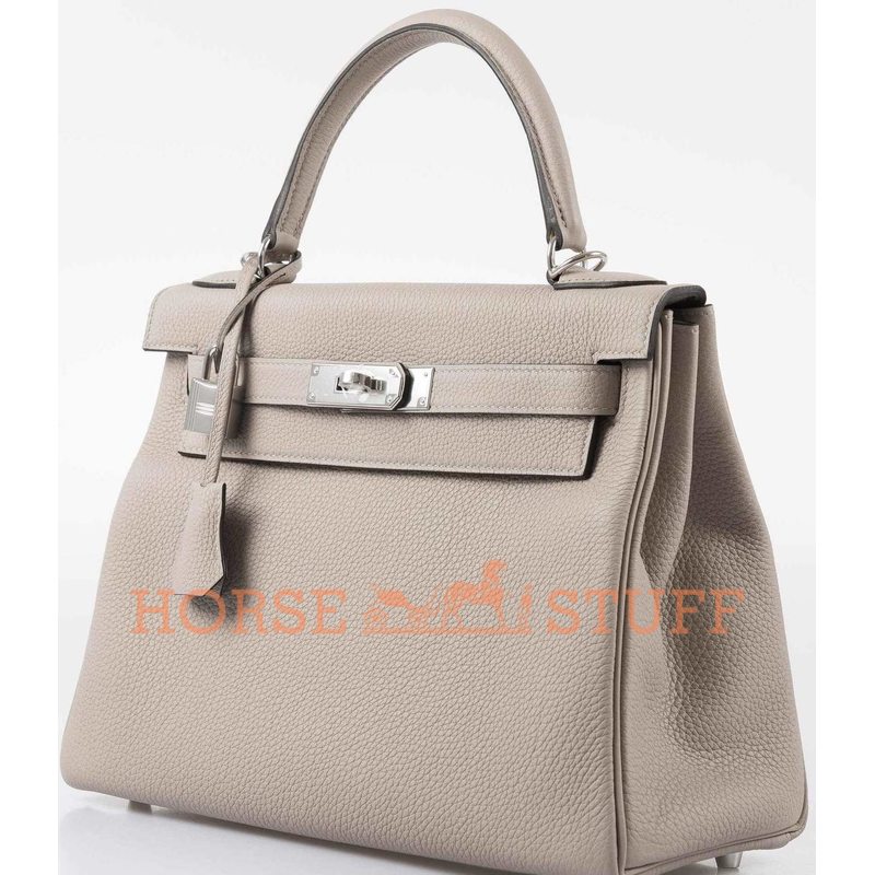 Hermès Kelly Retourne 28 Gris Asphalt Togo PHW