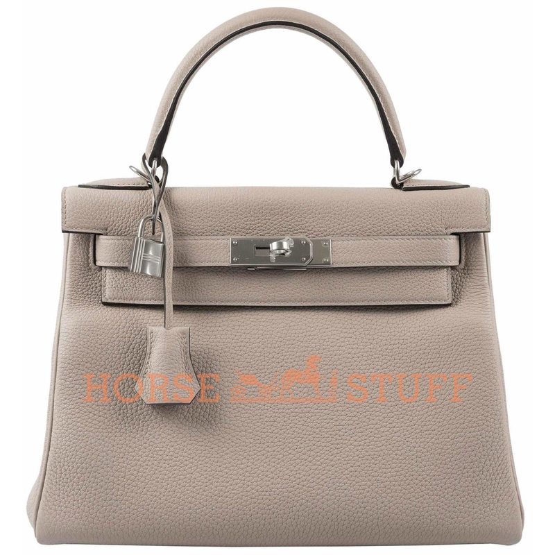 Hermès Kelly Retourne 28 Gris Asphalt Togo PHW