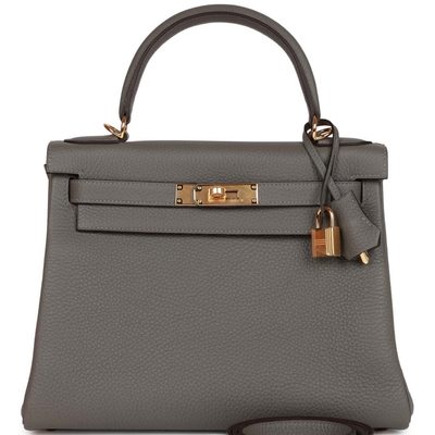 Hermès Kelly Retourne 28 Gris Meyer Togo GHW