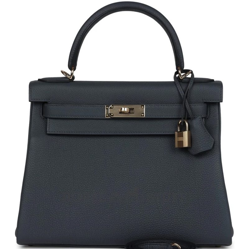 Hermès Kelly Retourne 28 Gris Misty Togo Permabrass HW