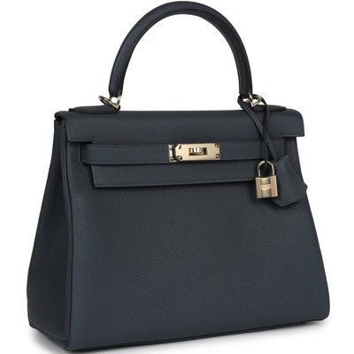 Hermès Kelly Retourne 28 Gris Misty Togo Permabrass HW 