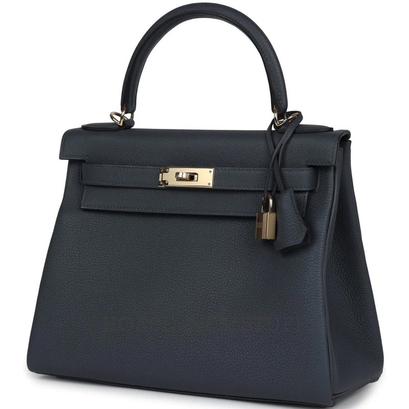 Hermès Kelly Retourne 28 Gris Misty Togo Permabrass HW