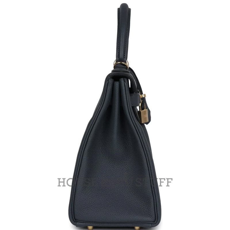 Hermès Kelly Retourne 28 Gris Misty Togo Permabrass HW