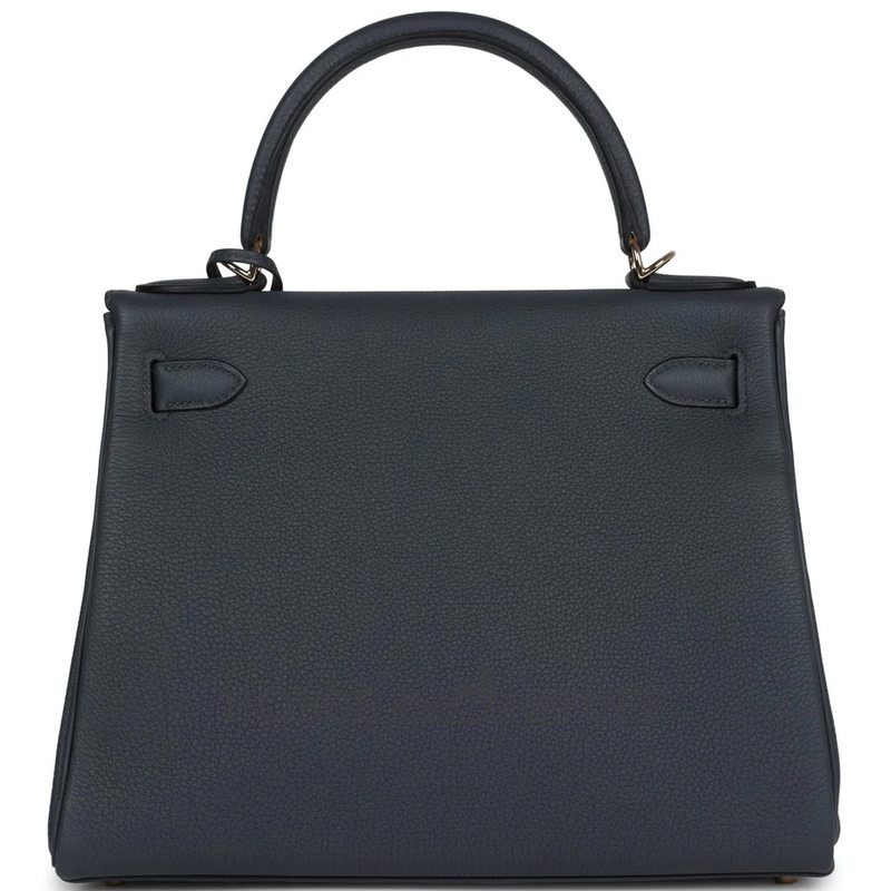 Hermès Kelly Retourne 28 Gris Misty Togo Permabrass HW