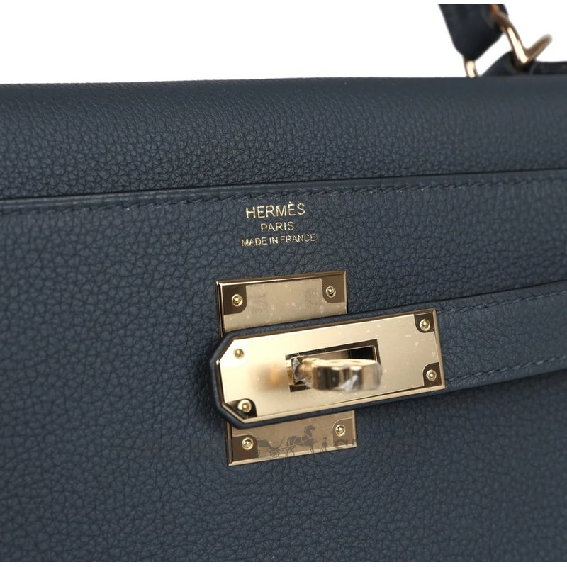 Hermès Kelly Retourne 28 Gris Misty Togo Permabrass HW
