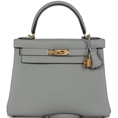Hermès Kelly Retourne 28 Gris Mouette Togo GHW 