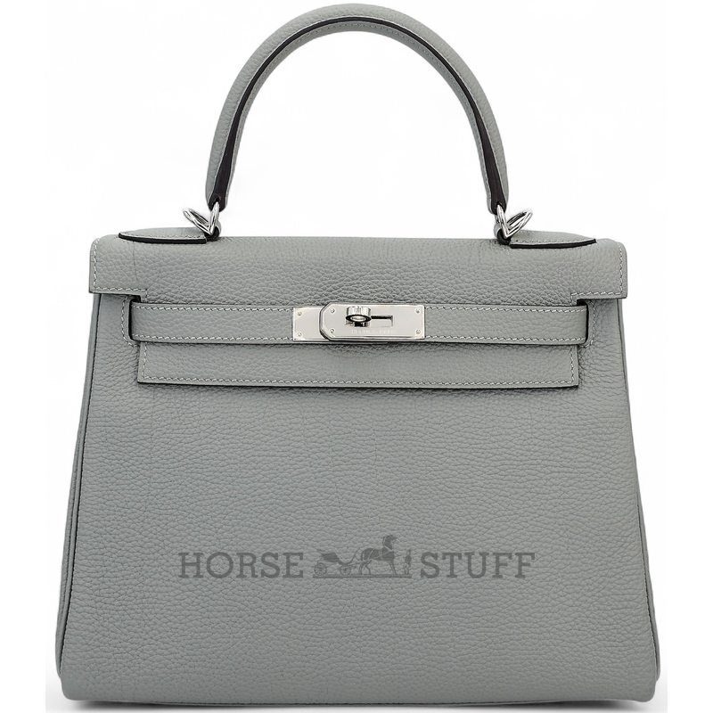 Hermès Kelly Retourne 28 Gris Mouette Togo PHW