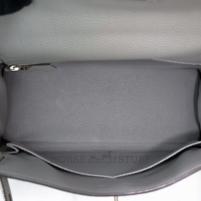 Hermès Kelly Retourne 28 Gris Mouette Togo PHW