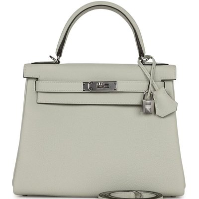Hermès Kelly Retourne 28 Gris Neve Togo PHW 